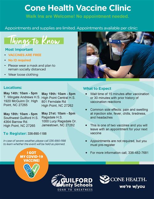  Cone Health Vaccine Clinic Flyer